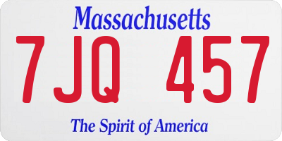 MA license plate 7JQ457