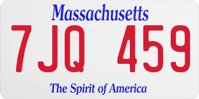 MA license plate 7JQ459