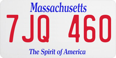 MA license plate 7JQ460
