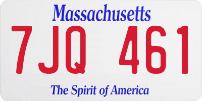 MA license plate 7JQ461