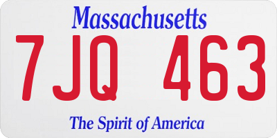 MA license plate 7JQ463
