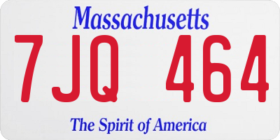 MA license plate 7JQ464