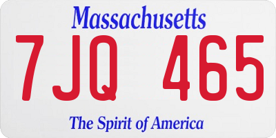 MA license plate 7JQ465