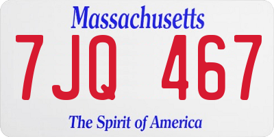 MA license plate 7JQ467