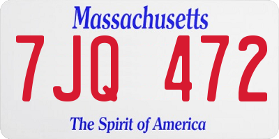 MA license plate 7JQ472