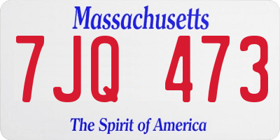 MA license plate 7JQ473