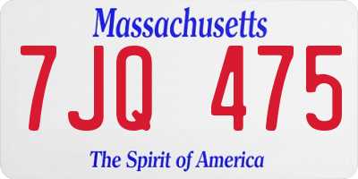 MA license plate 7JQ475