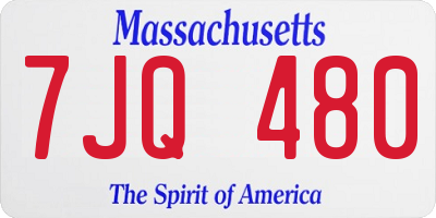 MA license plate 7JQ480