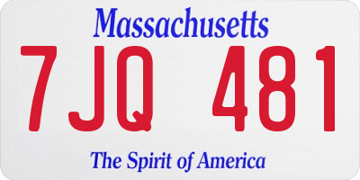 MA license plate 7JQ481