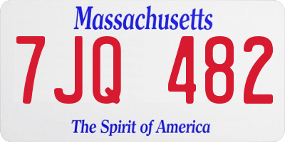 MA license plate 7JQ482