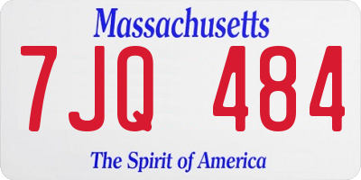 MA license plate 7JQ484