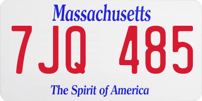 MA license plate 7JQ485