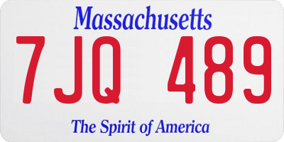 MA license plate 7JQ489