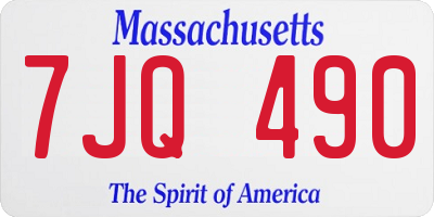 MA license plate 7JQ490