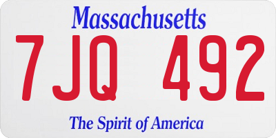 MA license plate 7JQ492