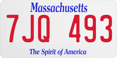 MA license plate 7JQ493