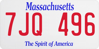MA license plate 7JQ496
