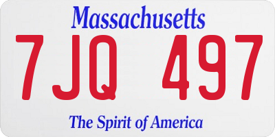 MA license plate 7JQ497