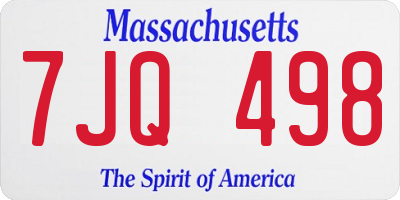 MA license plate 7JQ498