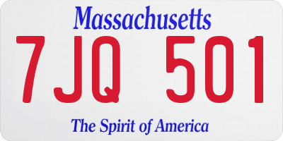 MA license plate 7JQ501