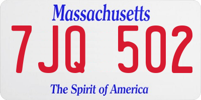 MA license plate 7JQ502