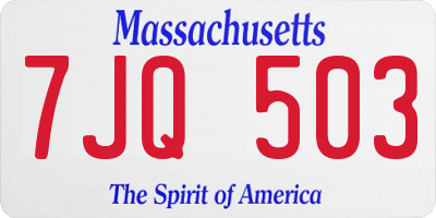 MA license plate 7JQ503
