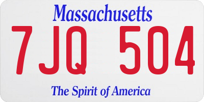 MA license plate 7JQ504