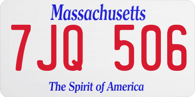 MA license plate 7JQ506