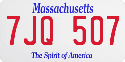 MA license plate 7JQ507