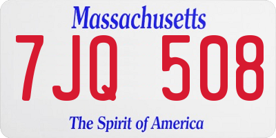 MA license plate 7JQ508
