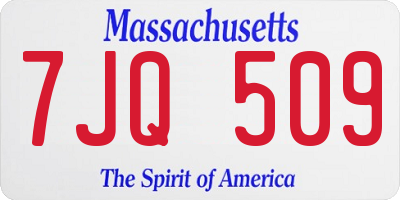 MA license plate 7JQ509