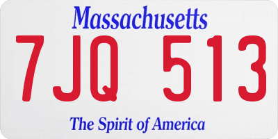 MA license plate 7JQ513