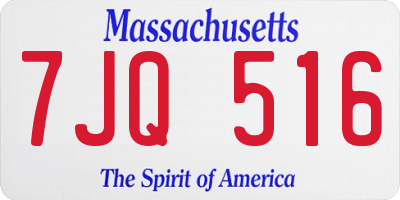 MA license plate 7JQ516
