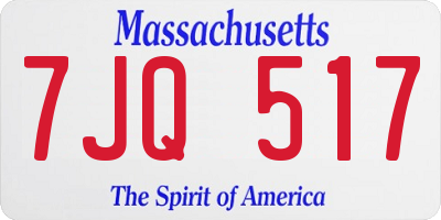 MA license plate 7JQ517