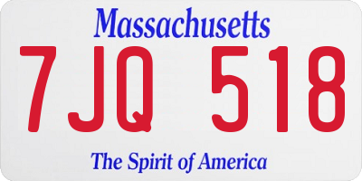 MA license plate 7JQ518