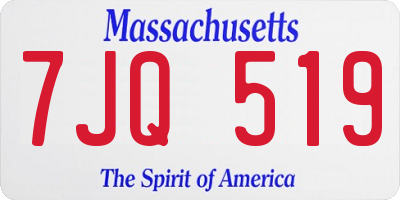 MA license plate 7JQ519