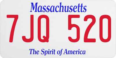 MA license plate 7JQ520