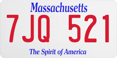 MA license plate 7JQ521