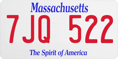 MA license plate 7JQ522
