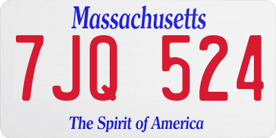 MA license plate 7JQ524