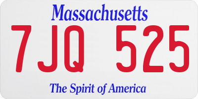 MA license plate 7JQ525