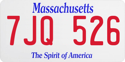 MA license plate 7JQ526