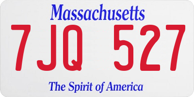 MA license plate 7JQ527