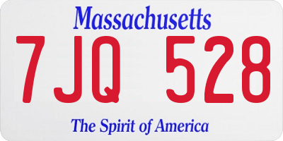 MA license plate 7JQ528