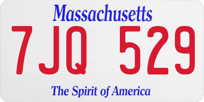MA license plate 7JQ529