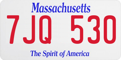 MA license plate 7JQ530