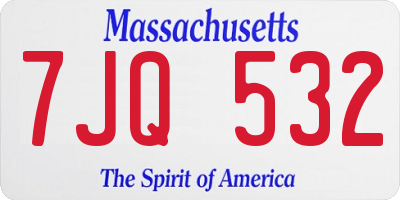MA license plate 7JQ532