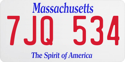 MA license plate 7JQ534