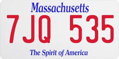 MA license plate 7JQ535