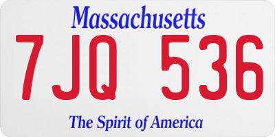 MA license plate 7JQ536